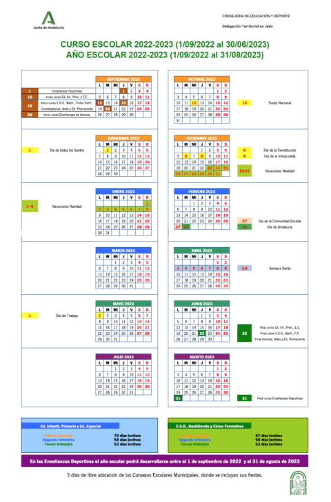 CALENDARIO CURSO 2022-2023 | Colegio Santo Tomé